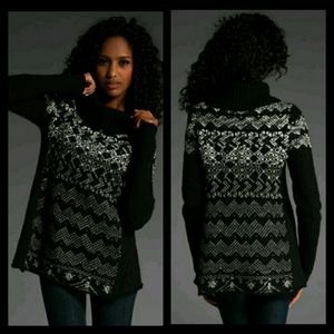 Free People Chunky Cowl Neck Nordic Ski Sweater